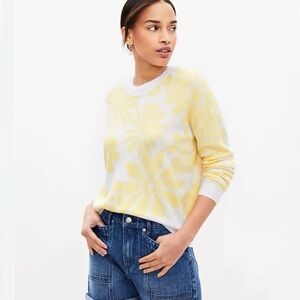 LOFT Daisy Lemon Yellow & White Sweater (XL)